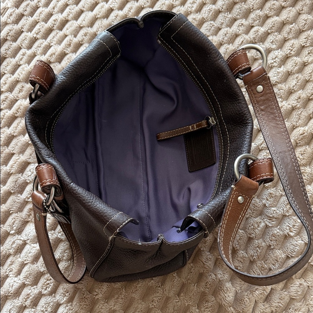 Coach Dark Brown Leather Shoulder Bag - Picture 3 of 10